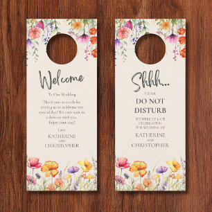 Colourful Wildflowers Wedding Shhh Do Not Disturb Door Hanger