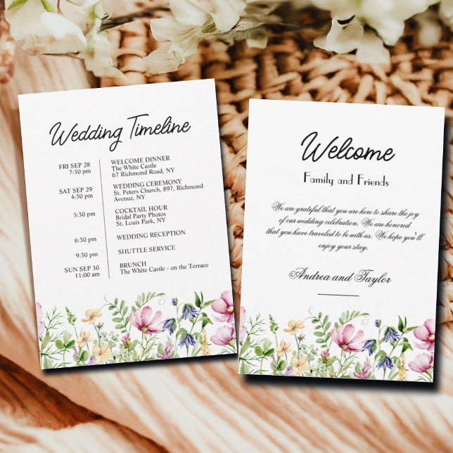 Colourful Wildflowers Wedding Welcome Bag Letter Invitation (Creator Uploaded)