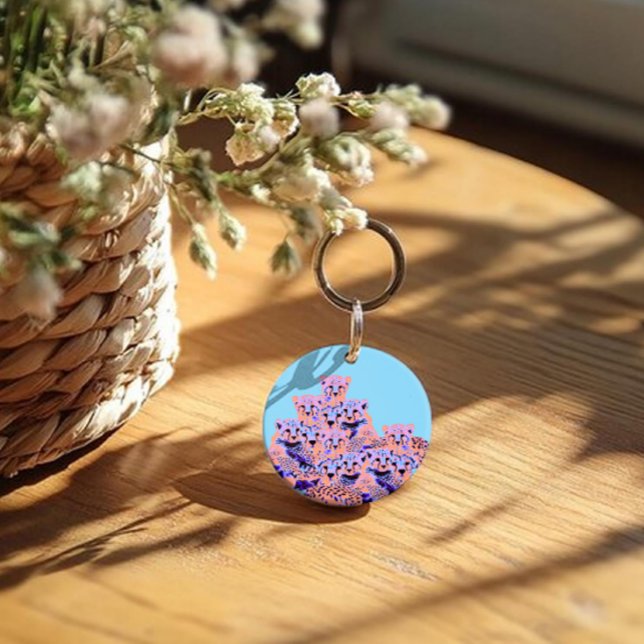 colourful wildlife cheetah animal face pattern key ring (Creator Uploaded)