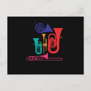 Colourful Wind Musical Instrument Musician Player Holiday Postcard