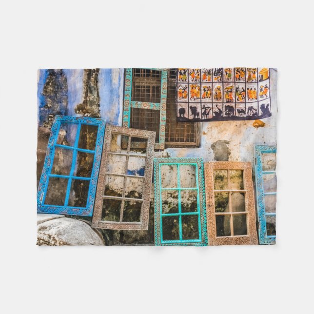 Colourful window frames fleece blanket (Front (Horizontal))