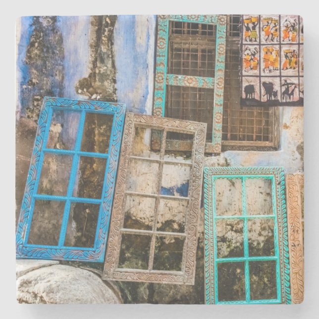 Colourful window frames stone coaster (Front)