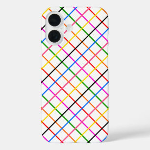  Colourful Windowpane Plaid Design White  iPhone 16 Case