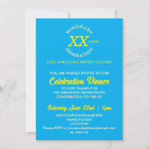 Colourful WINDRUSH GENERATION 75th Anniversary Inv Invitation