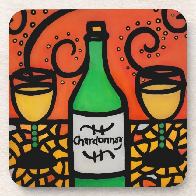 Colourful Wine Art Chardonnay Coaster (Front)