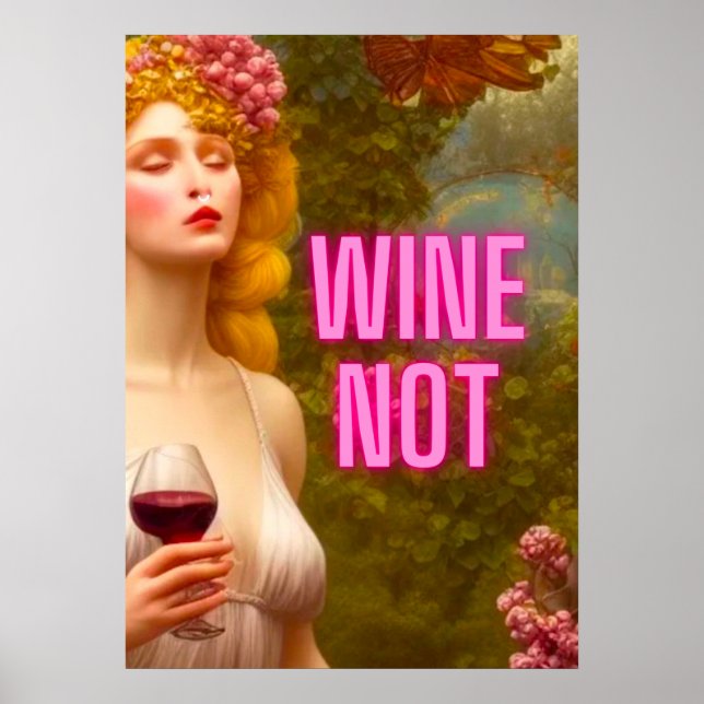 Colourful Wine Mum Quote Wine Not Retro Styled Poster (Front)