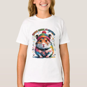 Colourful Winter Hamster Illustration with Text T-Shirt