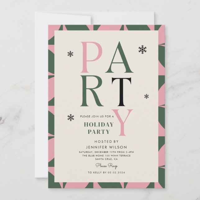 Colourful Winter Merry Christmas Holiday Party   Invitation (Front)