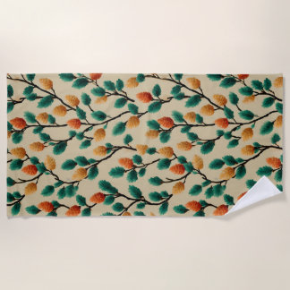 Colourful Winter Pinecone Branches Beach Towel