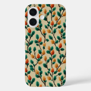 Colourful Winter Pinecone Branches iPhone 16 Case