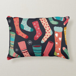 Colourful winter socks, seamless pattern. decorative cushion