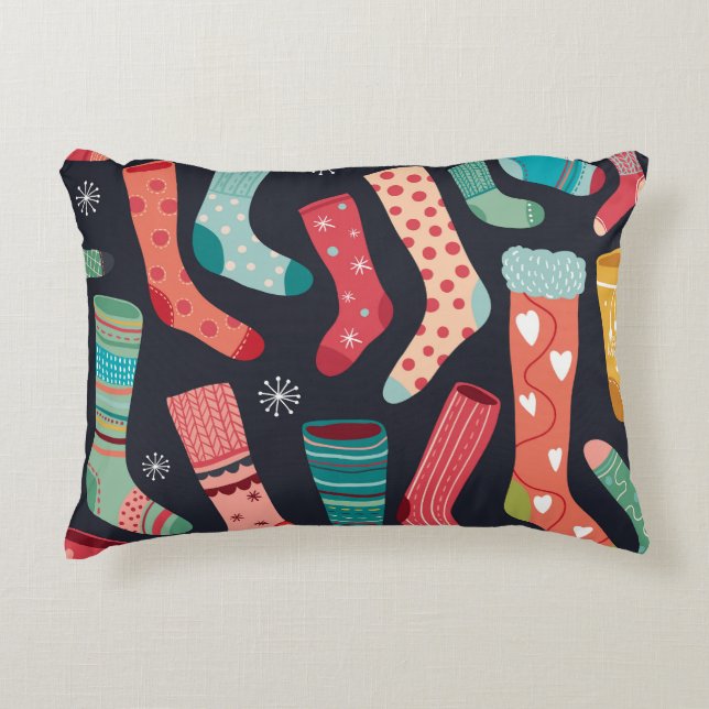Colourful winter socks, seamless pattern. decorative cushion (Front)