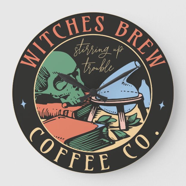 Colourful Witches Brew  Large Clock (Front)