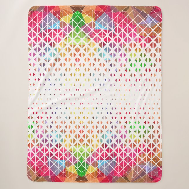 Colourful with a geometric pattern sherpa blanket (Front)