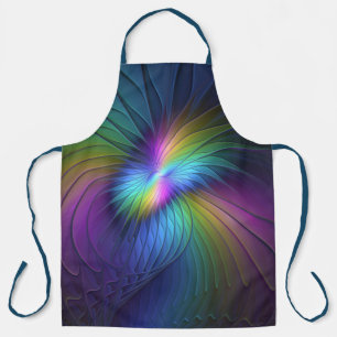 Colourful With Blue Modern Abstract Fractal Art Apron