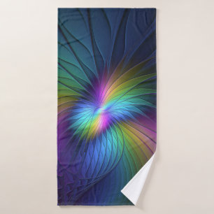 Colourful With Blue Modern Abstract Fractal Art Bath Towel