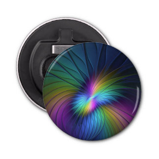 Colourful With Blue Modern Abstract Fractal Art Bottle Opener