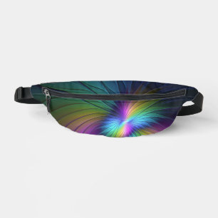 Colourful With Blue Modern Abstract Fractal Art Bum Bags