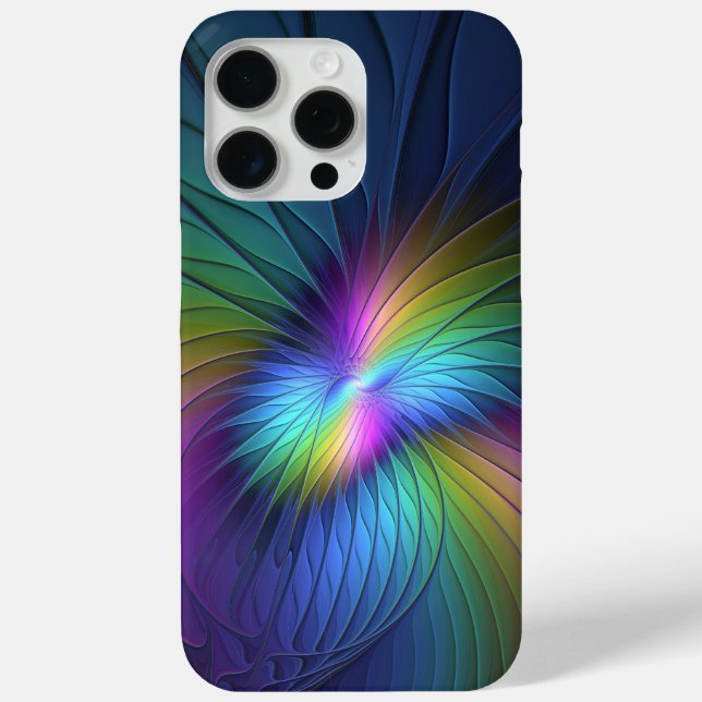 Colourful With Blue Modern Abstract Fractal Art Case-Mate iPhone Case (Back)