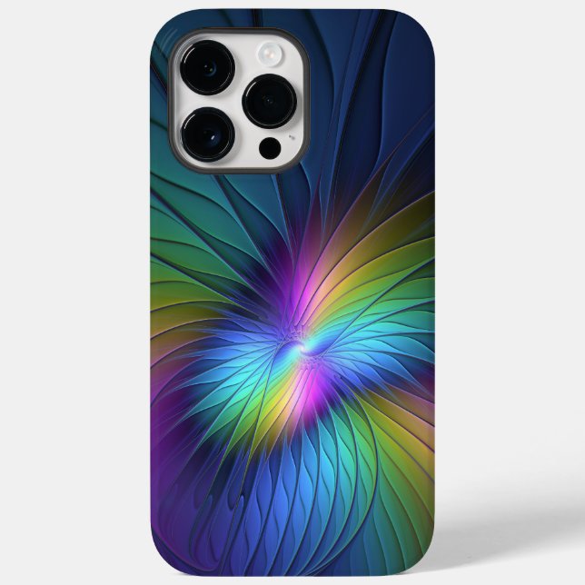 Colourful With Blue Modern Abstract Fractal Art Case-Mate iPhone Case (Back)