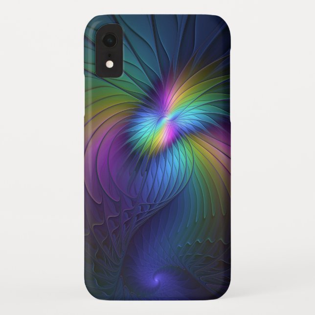 Colourful With Blue Modern Abstract Fractal Art Case-Mate iPhone Case (Back)
