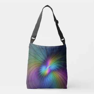 Colourful With Blue Modern Abstract Fractal Art Crossbody Bag