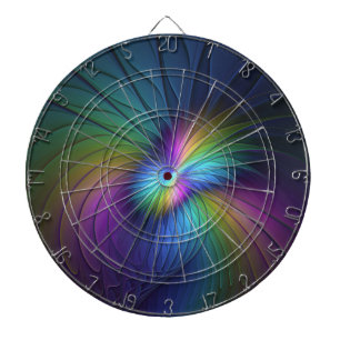 Colourful With Blue Modern Abstract Fractal Art Dartboard