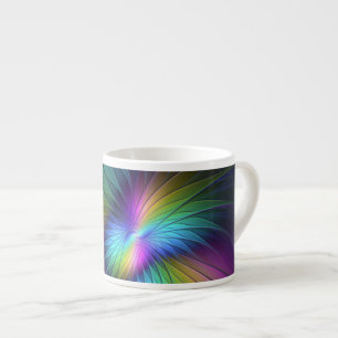 Colourful With Blue Modern Abstract Fractal Art Espresso Cup