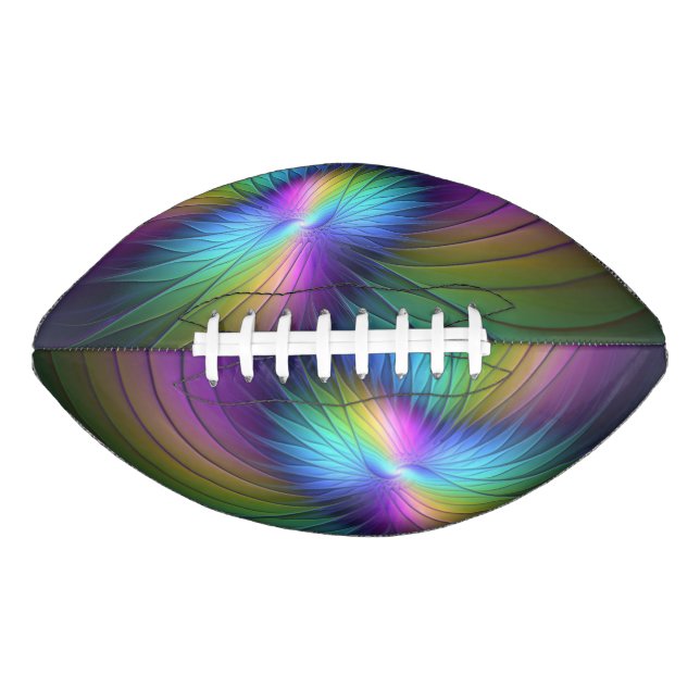 Colourful With Blue Modern Abstract Fractal Art Football (Front)