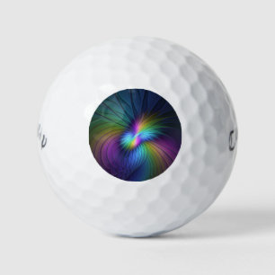 Colourful With Blue Modern Abstract Fractal Art Golf Balls