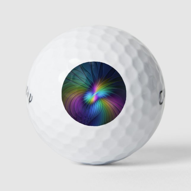 Colourful With Blue Modern Abstract Fractal Art Golf Balls (Front)