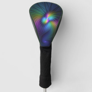 Colourful With Blue Modern Abstract Fractal Art Golf Head Cover