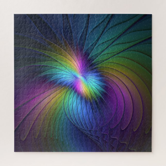 Colourful With Blue Modern Abstract Fractal Art Jigsaw Puzzle (Vertical)