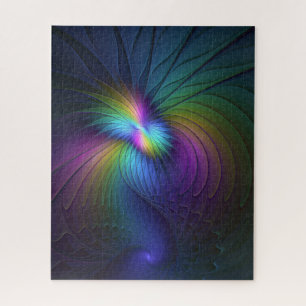 Colourful With Blue Modern Abstract Fractal Art Jigsaw Puzzle