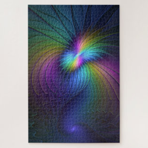 Colourful With Blue Modern Abstract Fractal Art Jigsaw Puzzle