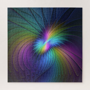 Colourful With Blue Modern Abstract Fractal Art Jigsaw Puzzle