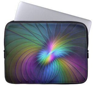Colourful With Blue Modern Abstract Fractal Art Laptop Sleeve