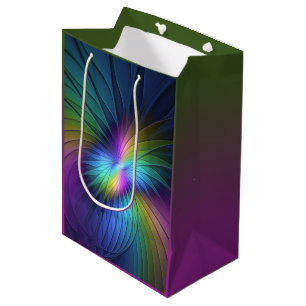 Colourful With Blue Modern Abstract Fractal Art Medium Gift Bag
