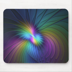 Colourful With Blue Modern Abstract Fractal Art Mouse Pad