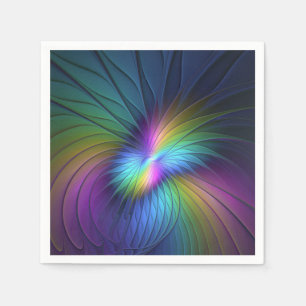 Colourful With Blue Modern Abstract Fractal Art Napkin
