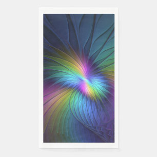 Colourful With Blue Modern Abstract Fractal Art Napkin