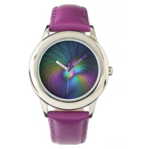 Colourful With Blue Modern Abstract Fractal Art Watch