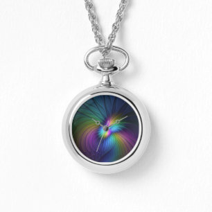 Colourful With Blue Modern Abstract Fractal Art Watch