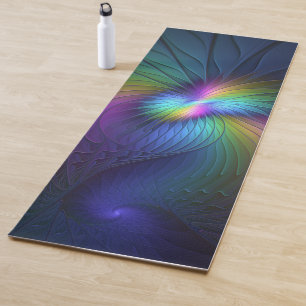 Colourful With Blue Modern Abstract Fractal Art Yoga Mat