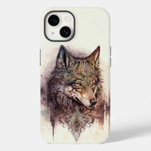 Colourful Wolf and Florals Watercolor Nature Case-Mate iPhone 14 Case