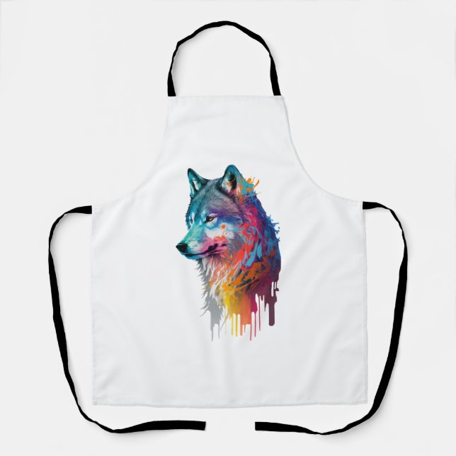 Colourful Wolf Apron (Front)