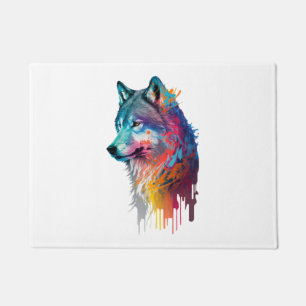 Colourful Wolf Doormat