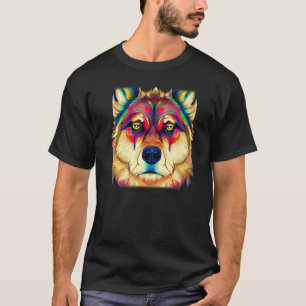 Colourful Wolf head predator face coloured animal T-Shirt