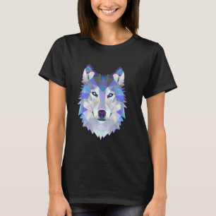 Colourful Wolf Head Tee Men Women Geometric Polygo
