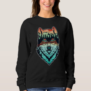 Colourful Wolf Head Trendy Cool Street Art Sweatshirt